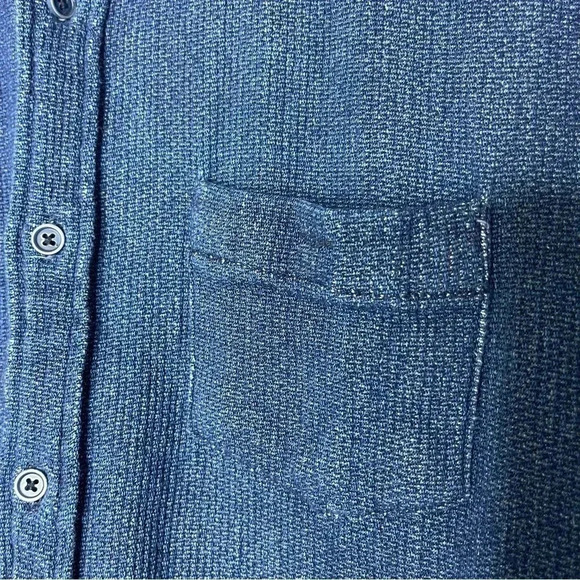 Adolfo Dominguez Knit Long Sleeve Blue Button Down Mens Shirt Size Medium - Picture 6 of 8